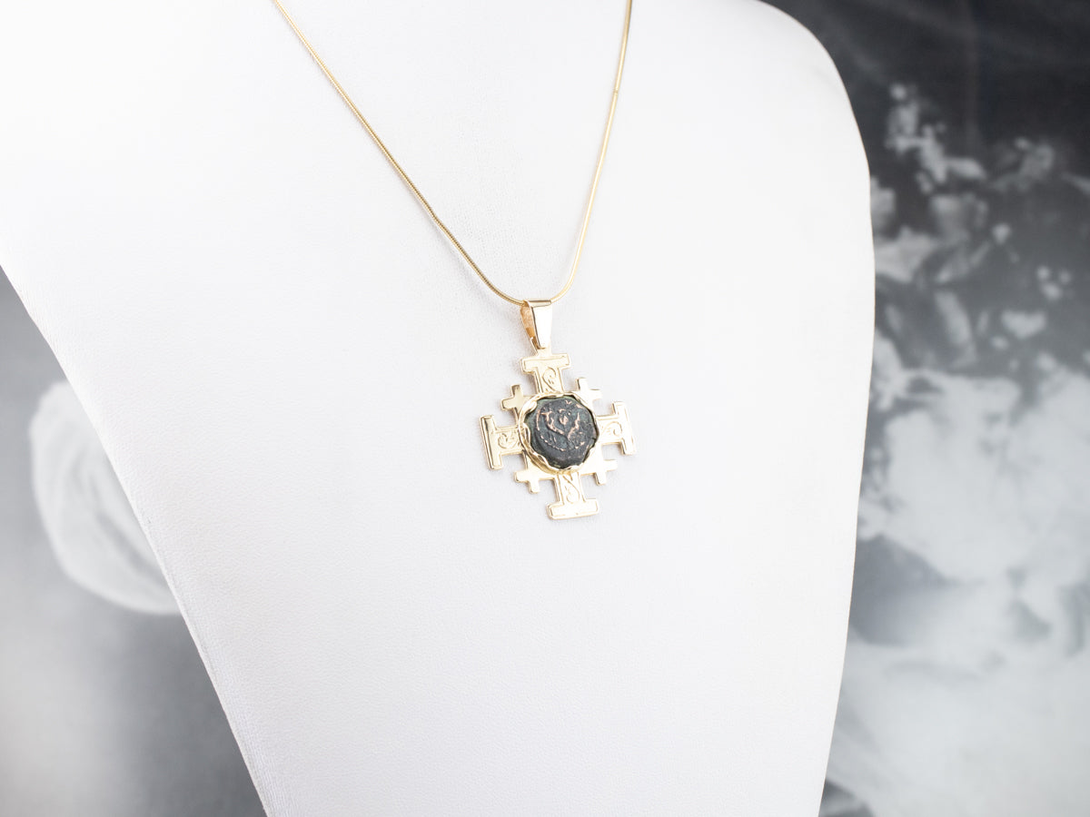 Gold Widow's Mite Coin Cross