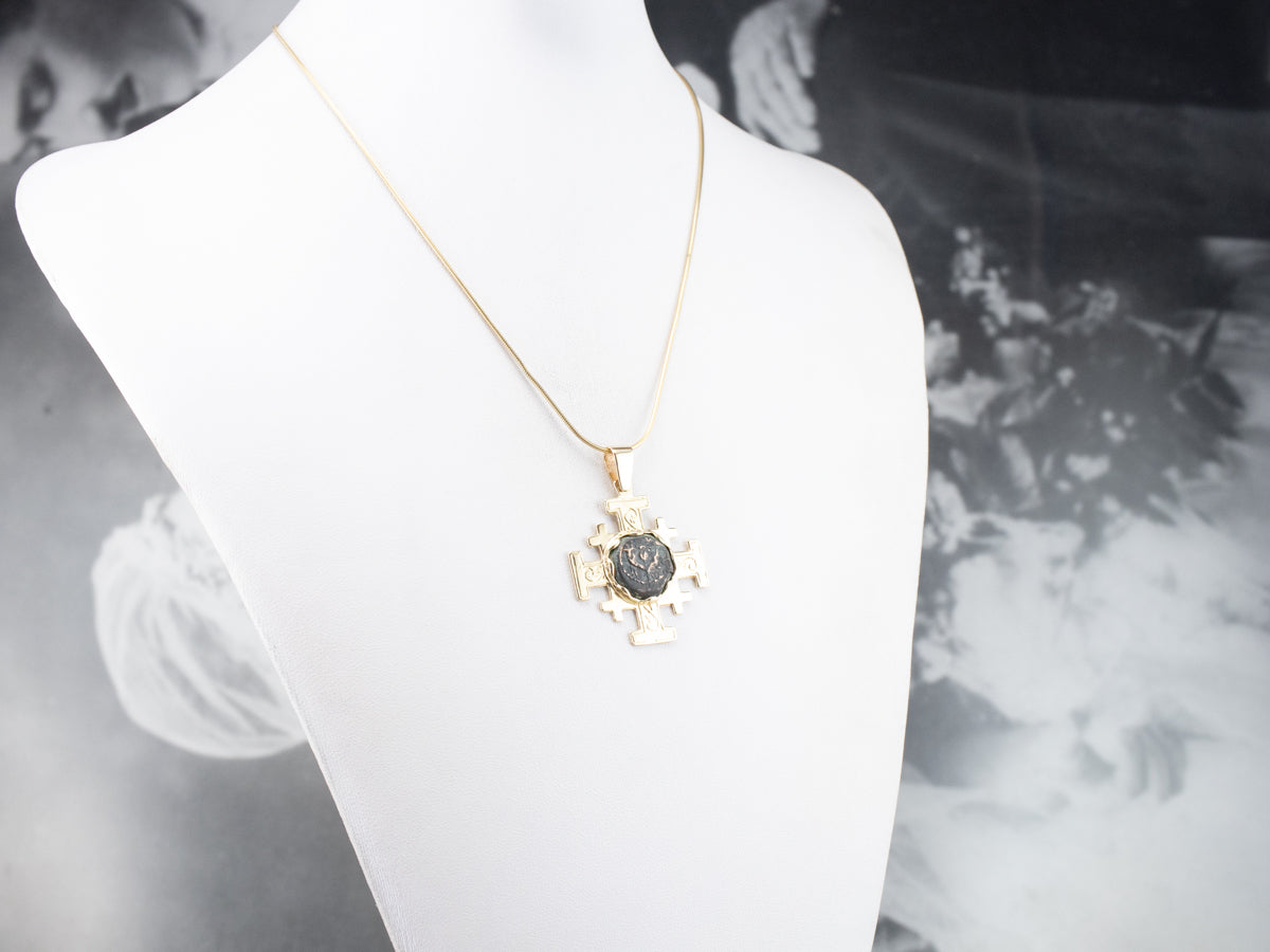 Gold Widow's Mite Coin Cross