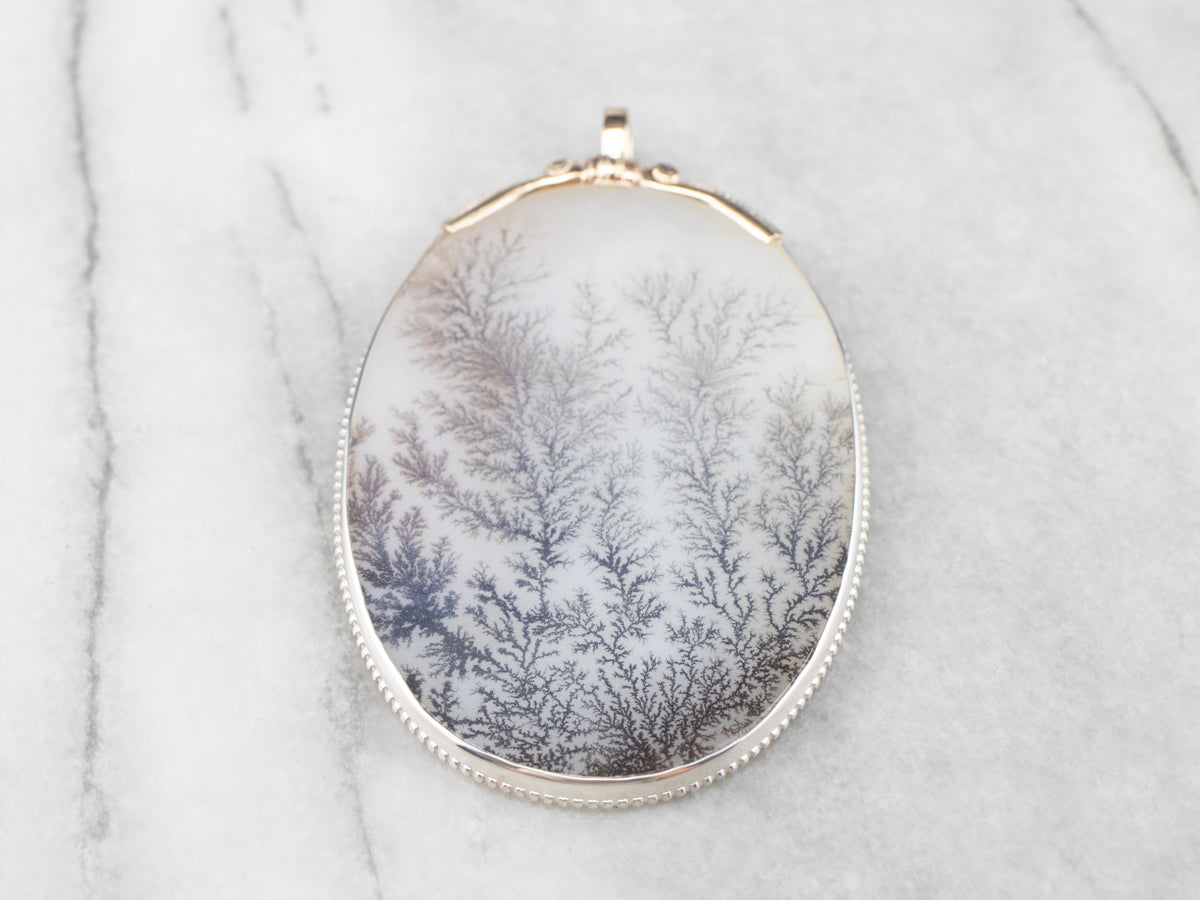 Mixed Metal Shazar Stone Agate Pendant