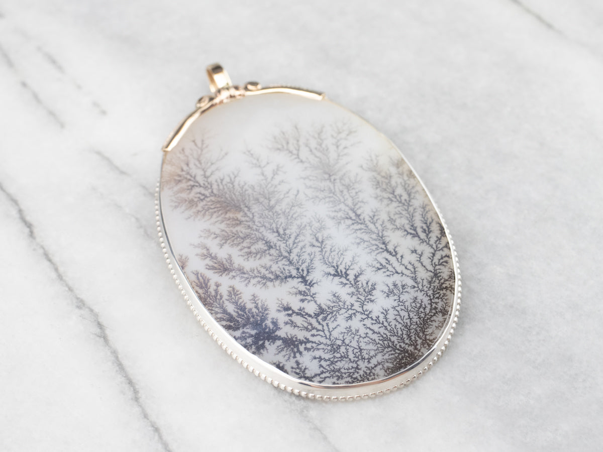 Mixed Metal Shazar Stone Agate Pendant