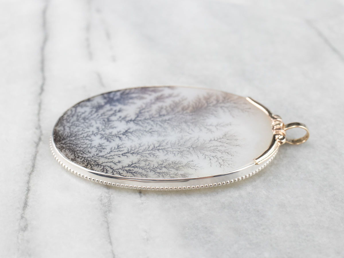 Mixed Metal Shazar Stone Agate Pendant