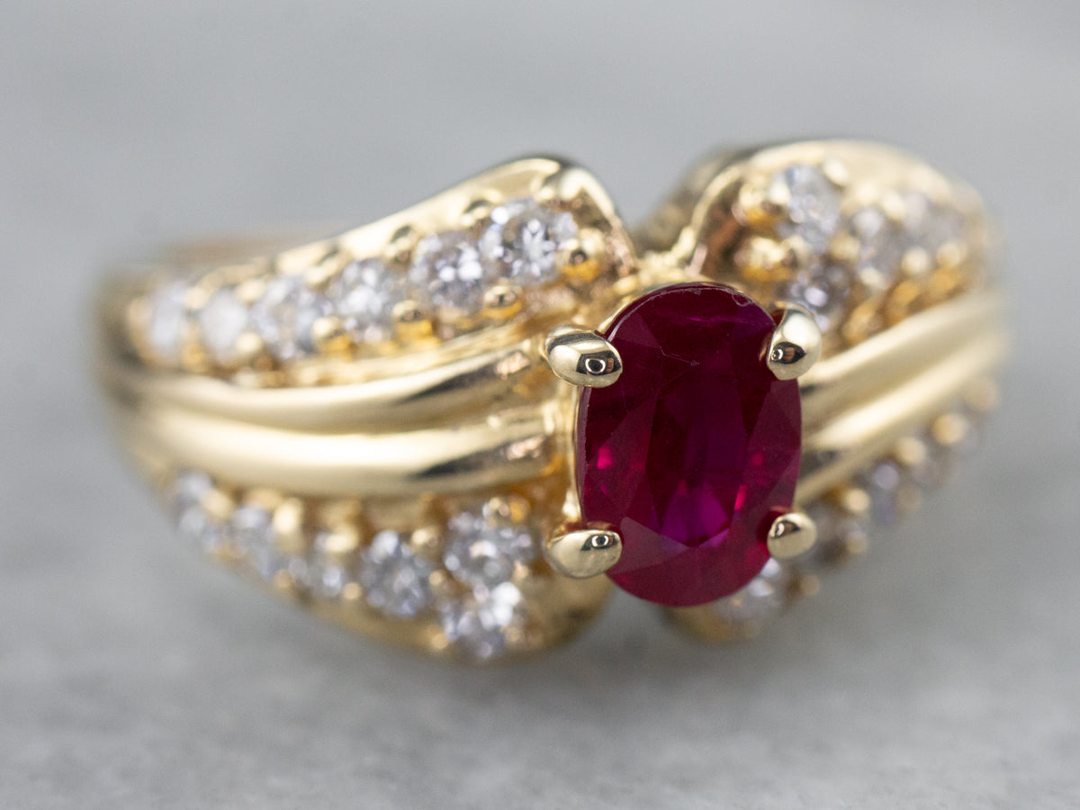 Ruby Diamond Gold Engagement Ring