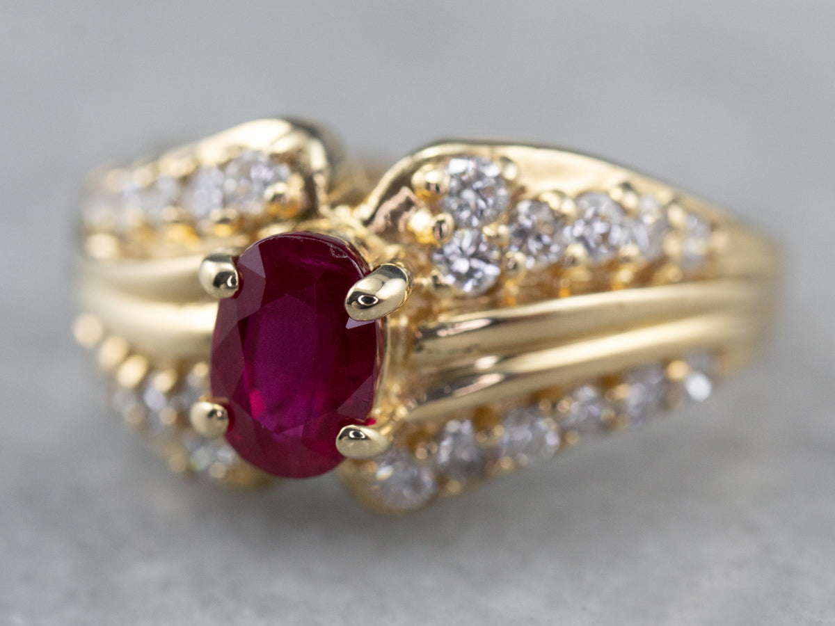 Ruby Diamond Gold Engagement Ring