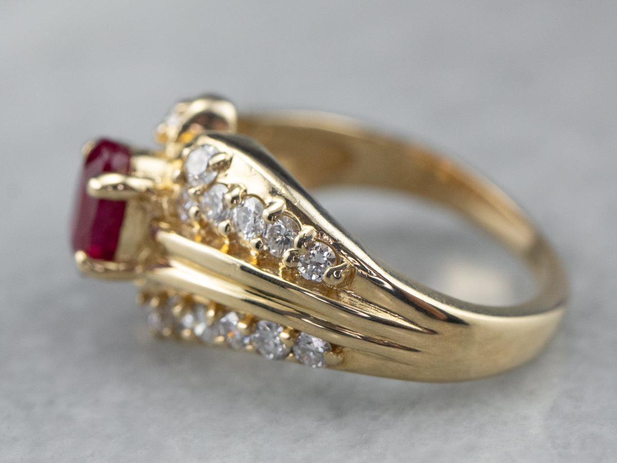 Ruby Diamond Gold Engagement Ring