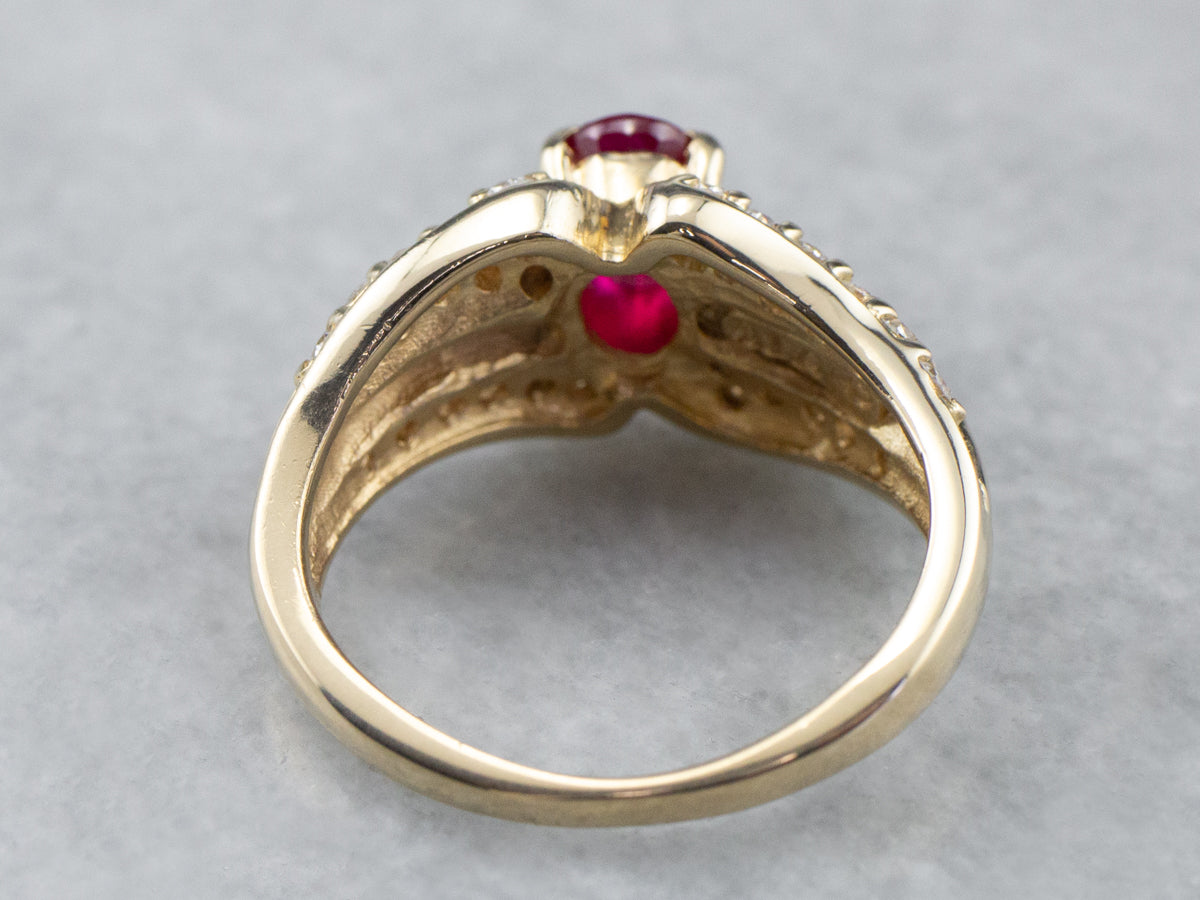 Ruby Diamond Gold Engagement Ring