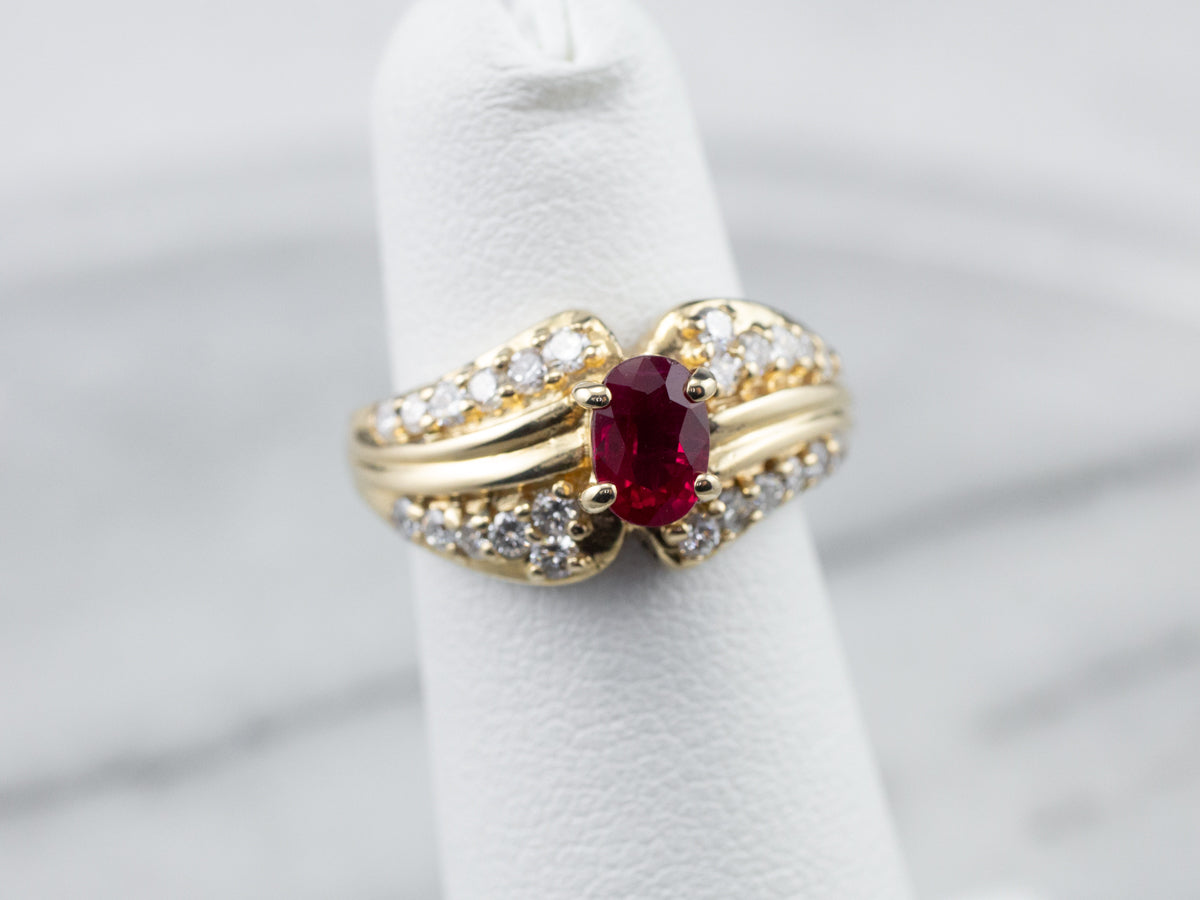 Ruby Diamond Gold Engagement Ring
