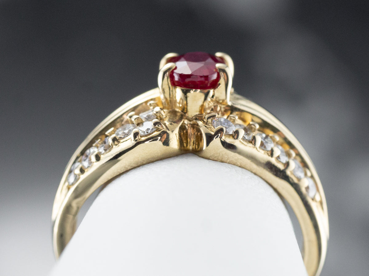 Ruby Diamond Gold Engagement Ring