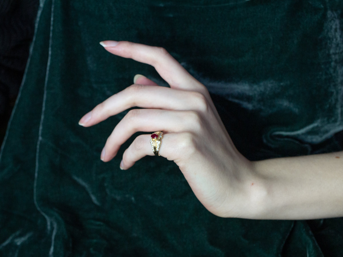 Ruby Diamond Gold Engagement Ring