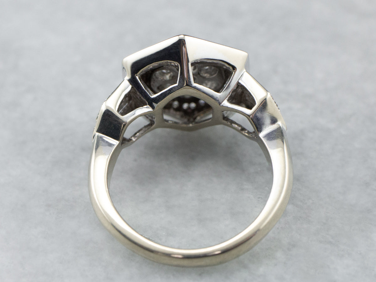 Alito Diamond Cluster 18K White Gold Engagement Ring