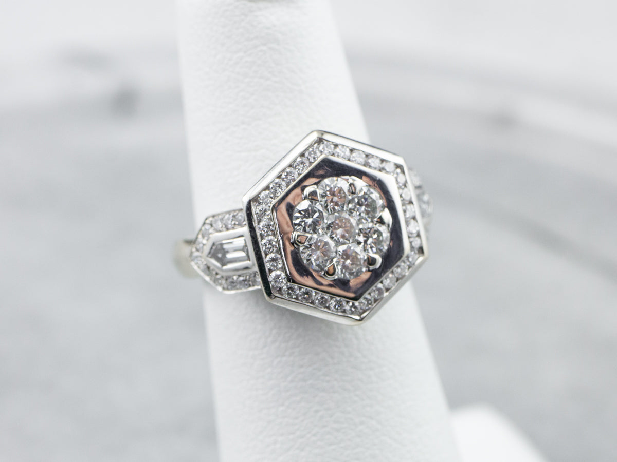 Alito Diamond Cluster 18K White Gold Engagement Ring
