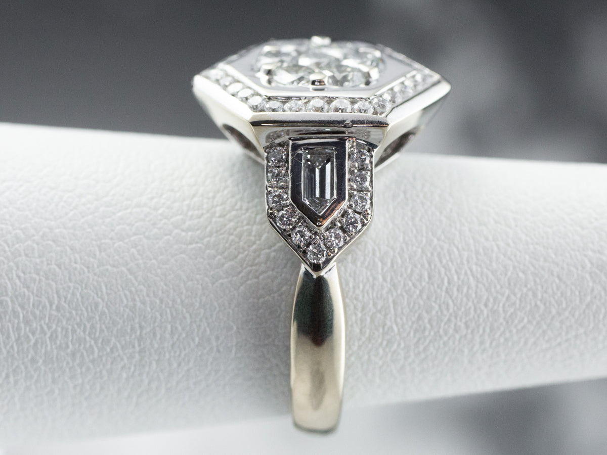 Alito Diamond Cluster 18K White Gold Engagement Ring