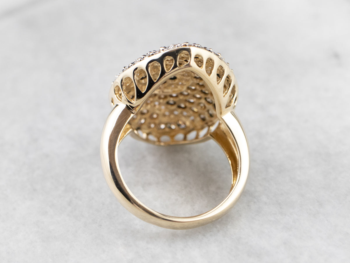 Brown and White Diamond Cluster Ring