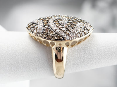 Brown and White Diamond Cluster Ring