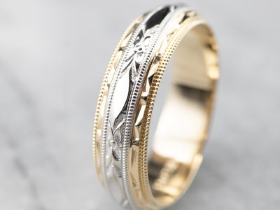 Mid-Century Two-Tone Gold Pattern Band
