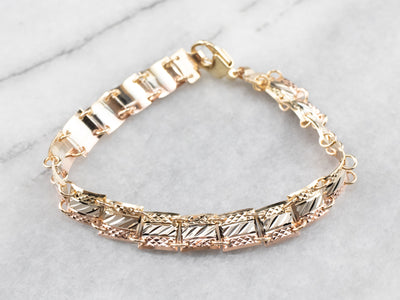 Italian Diamond Cut Tri-Tone Gold Bracelet