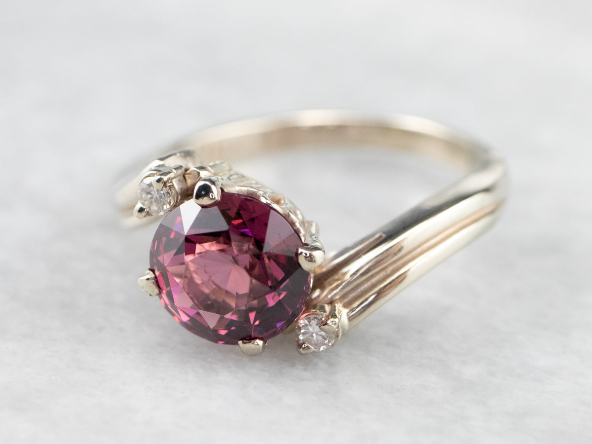Rhodolite Garnet Diamond White Gold Ring
