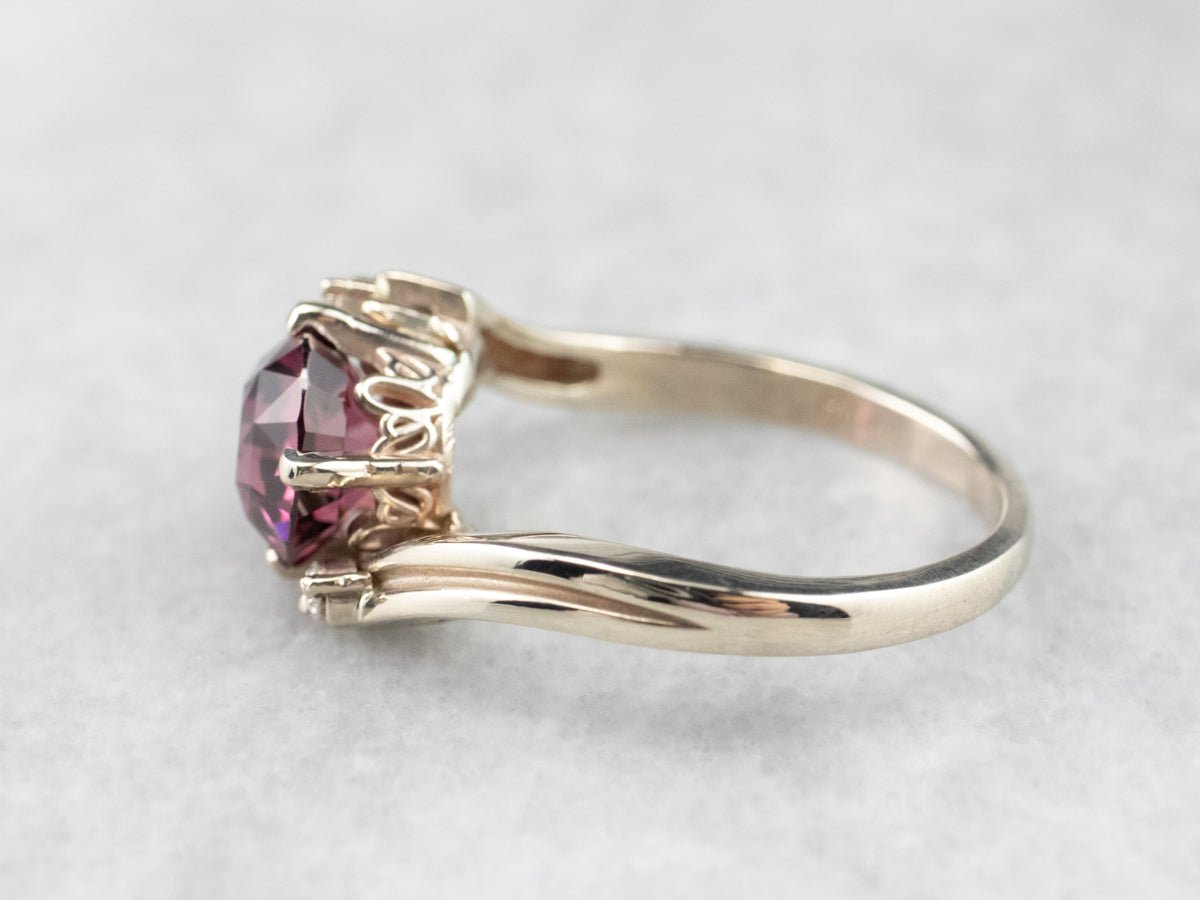 Rhodolite Garnet Diamond White Gold Ring
