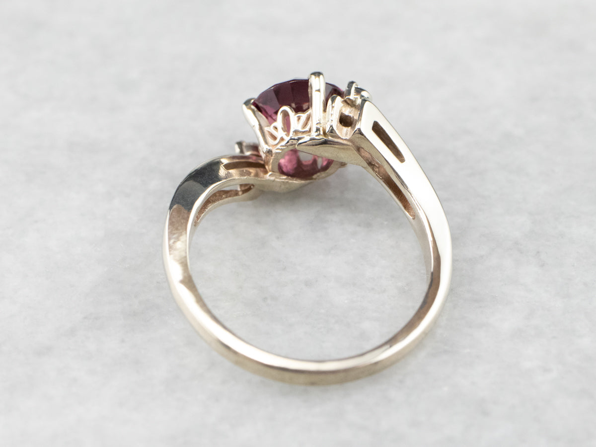 Rhodolite Garnet Diamond White Gold Ring