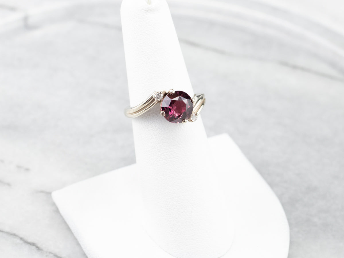 Rhodolite Garnet Diamond White Gold Ring