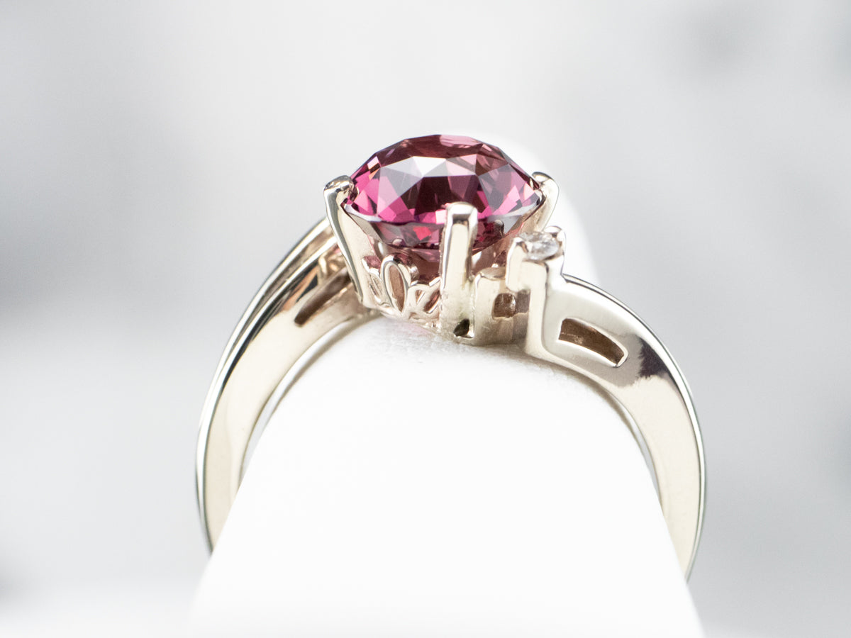 Rhodolite Garnet Diamond White Gold Ring
