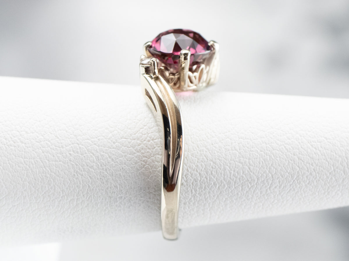 Rhodolite Garnet Diamond White Gold Ring