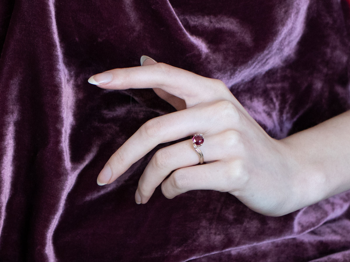 Rhodolite Garnet Diamond White Gold Ring