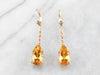 Pear Cut Citrine Gold Bar Drop Earrings