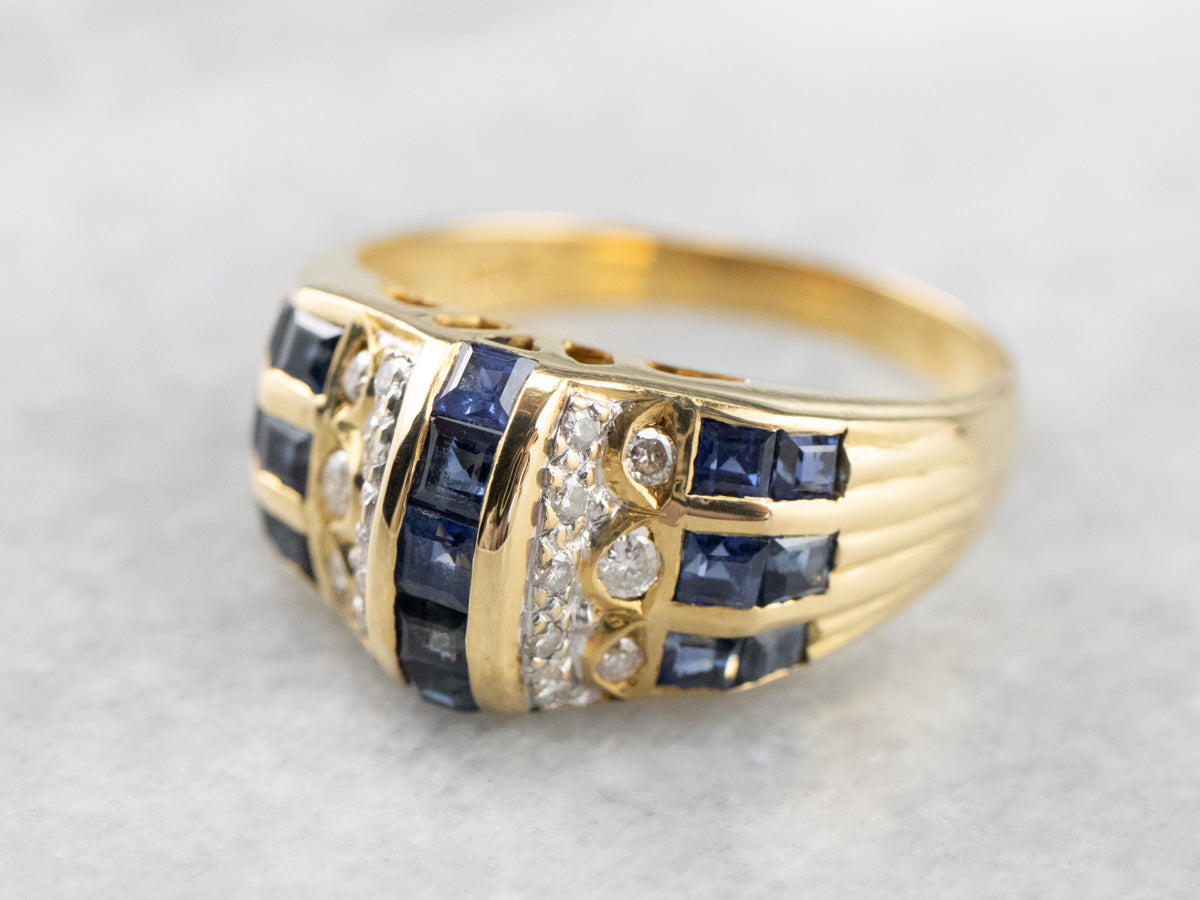 Sapphire Diamond Gold Statement Band