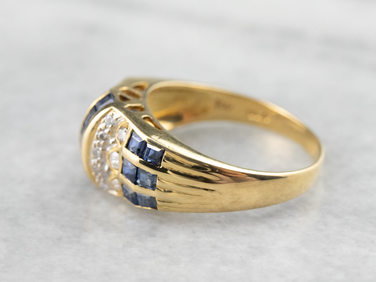 Sapphire Diamond Gold Statement Band