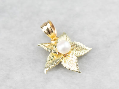 Pearl Flower 14K Gold Pendant