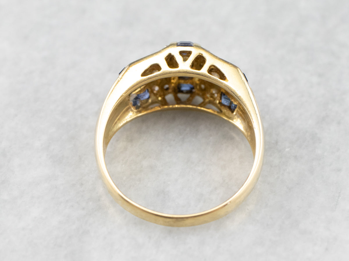Sapphire Diamond Gold Statement Band