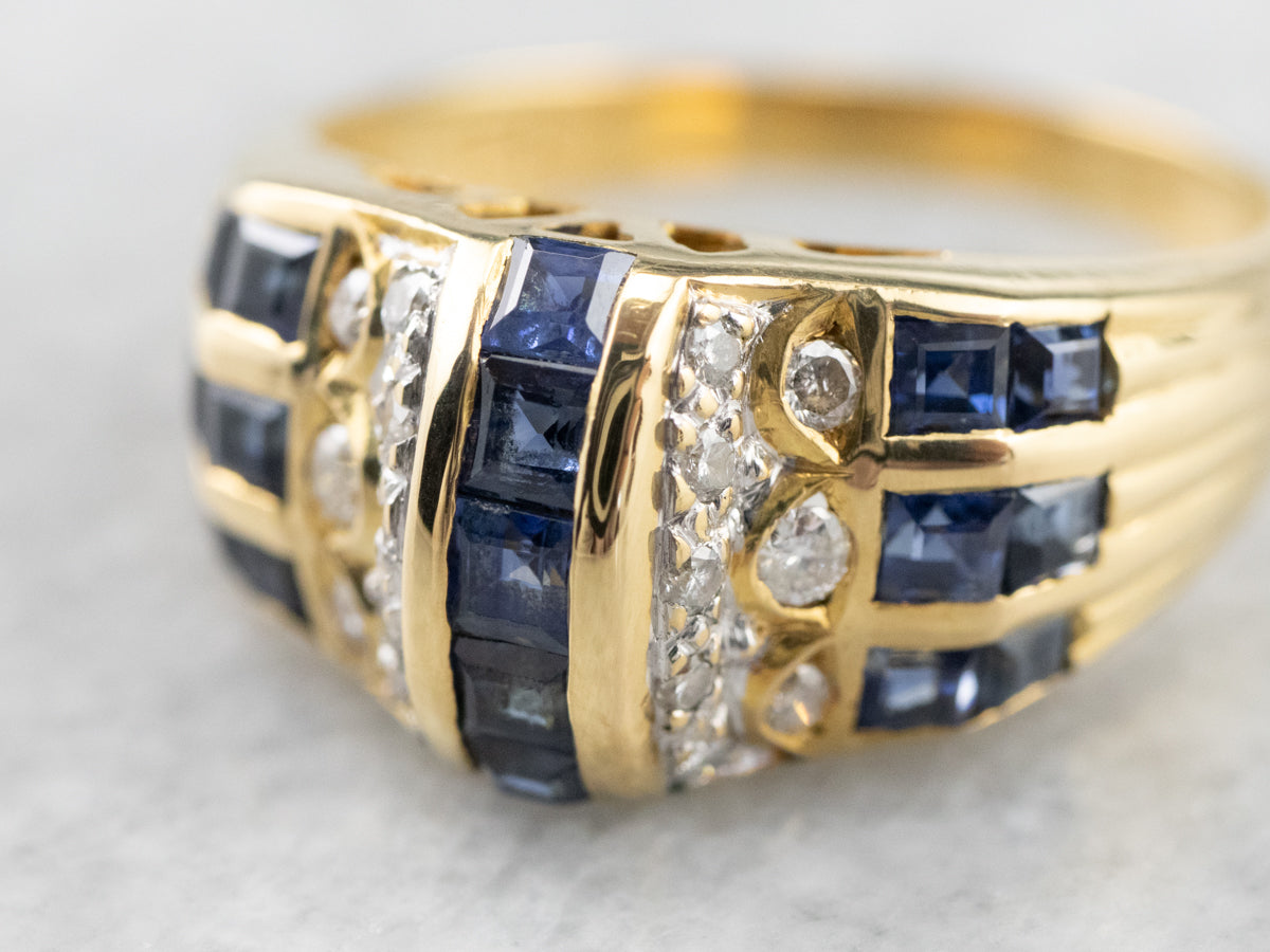 Sapphire Diamond Gold Statement Band