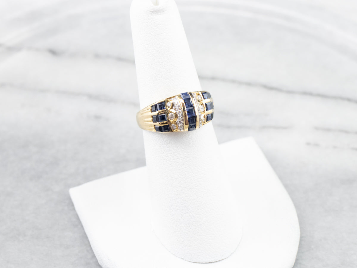 Sapphire Diamond Gold Statement Band