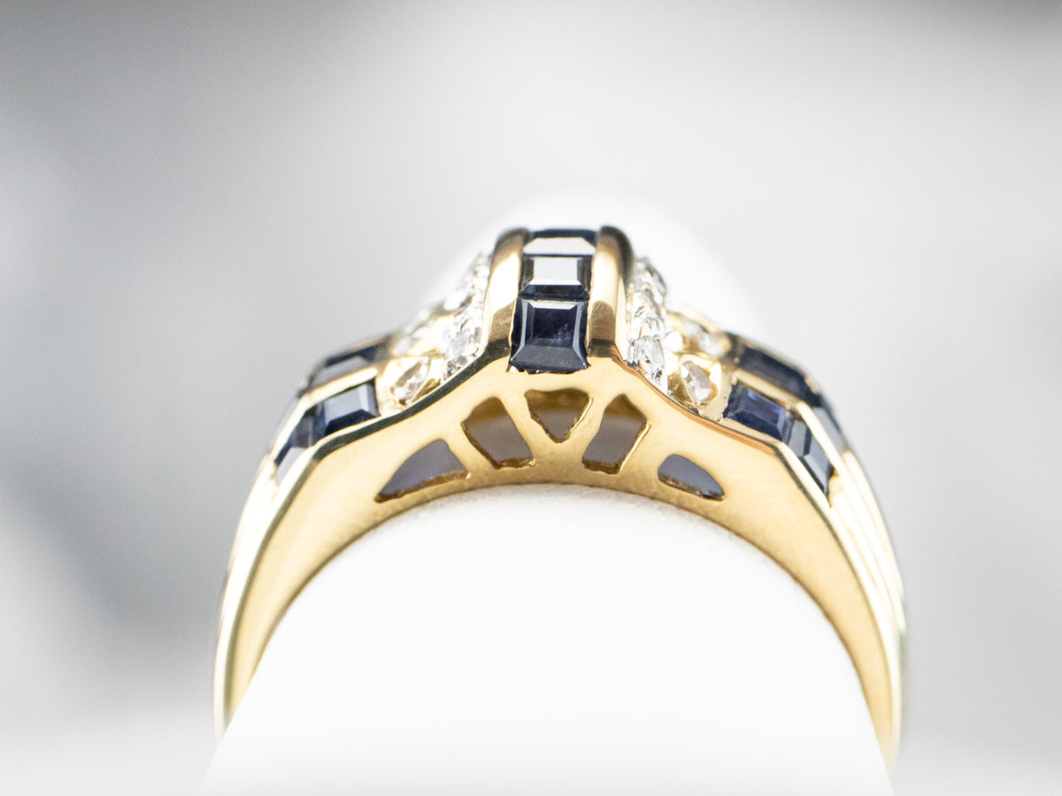 Sapphire Diamond Gold Statement Band