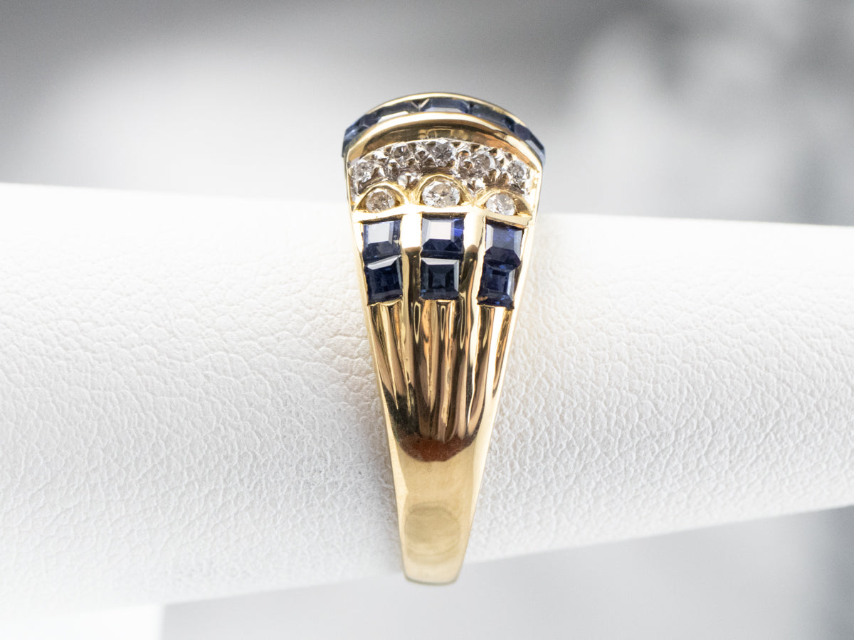 Sapphire Diamond Gold Statement Band