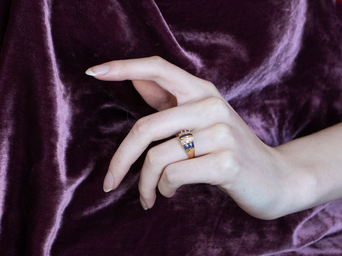 Sapphire Diamond Gold Statement Band