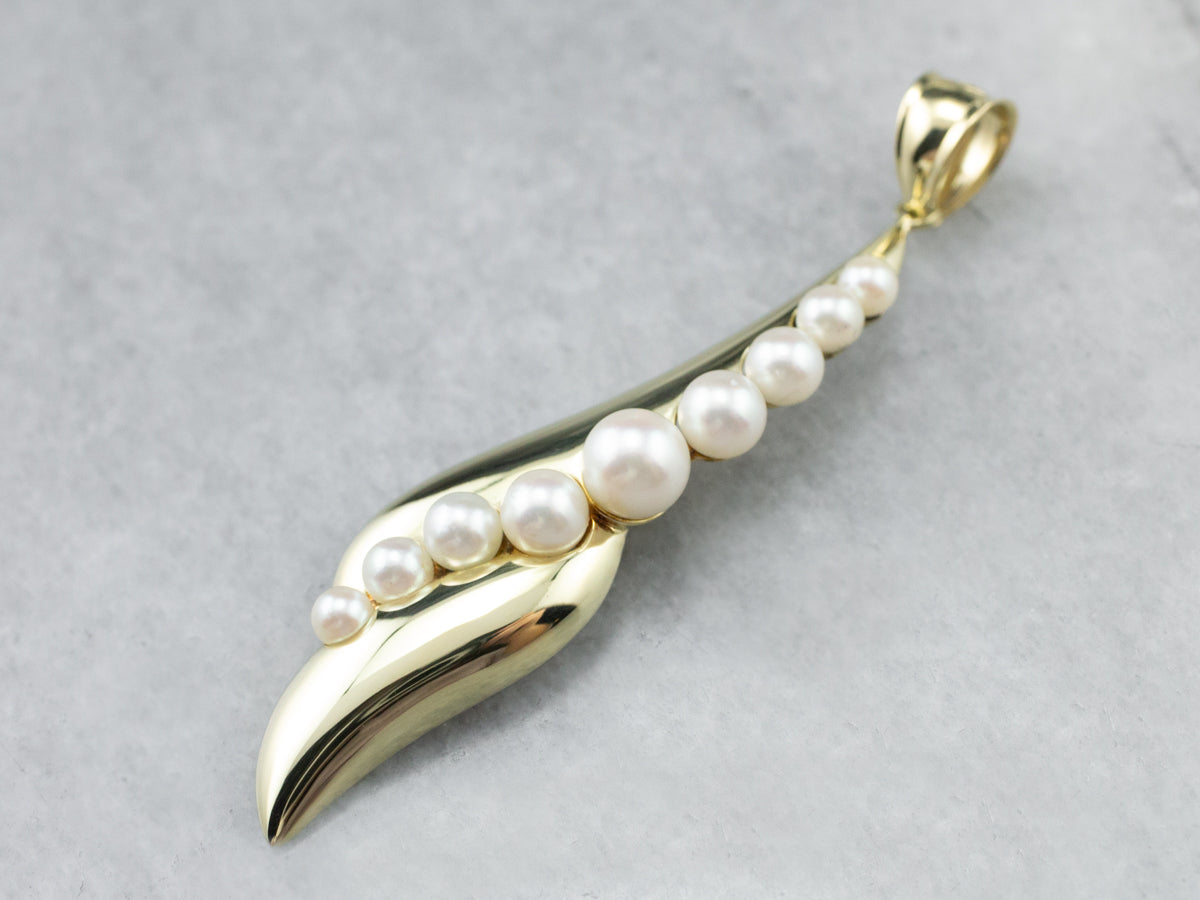 Modernist Gold Pearl Drop Pendant