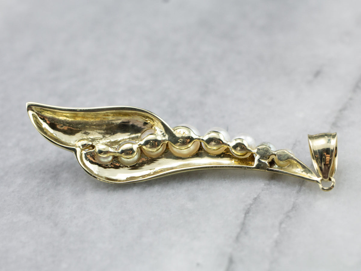 Modernist Gold Pearl Drop Pendant