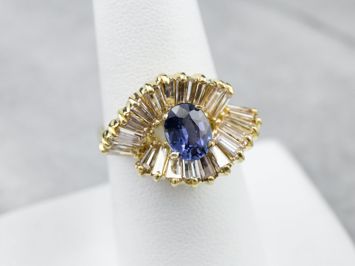 Sapphire and Diamond Cocktail Ring