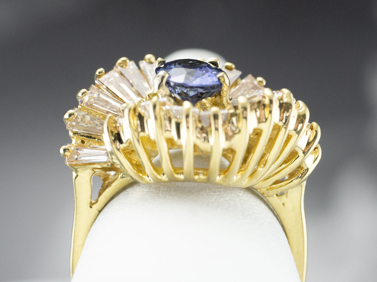 Sapphire and Diamond Cocktail Ring