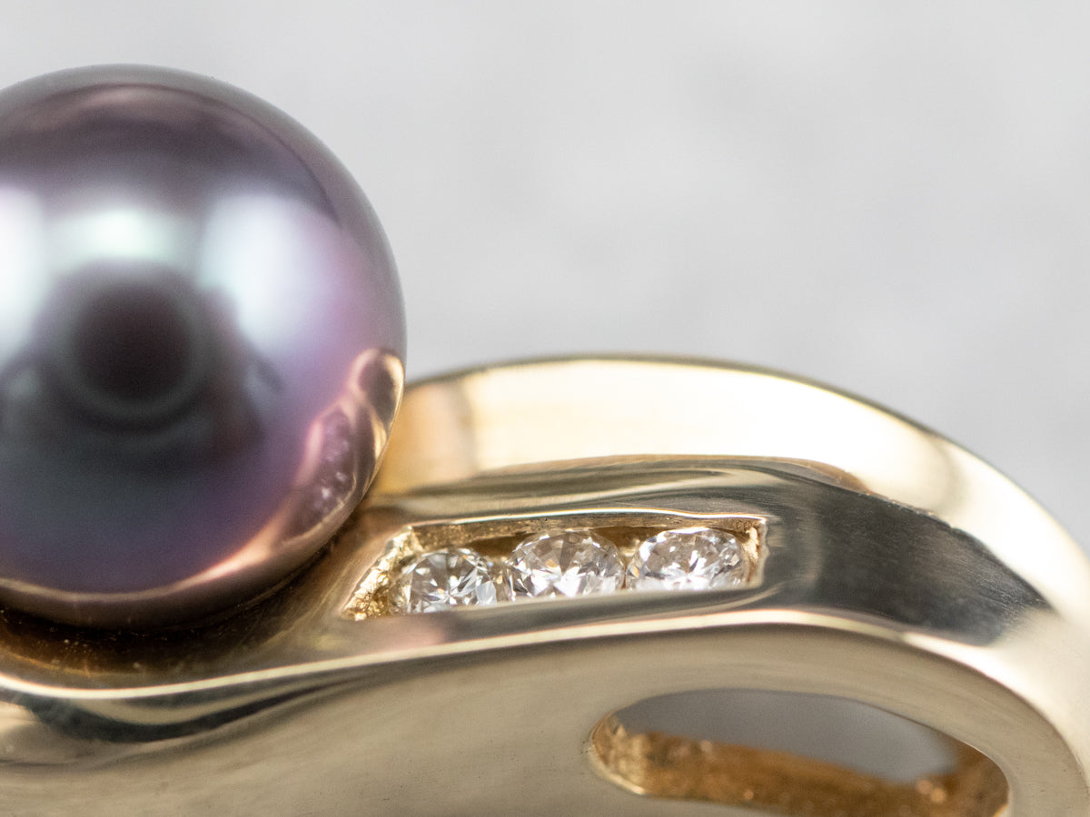 Grey Pearl and Diamond Pendant