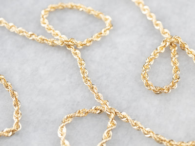 Long 14K Gold Rope Twist Chain