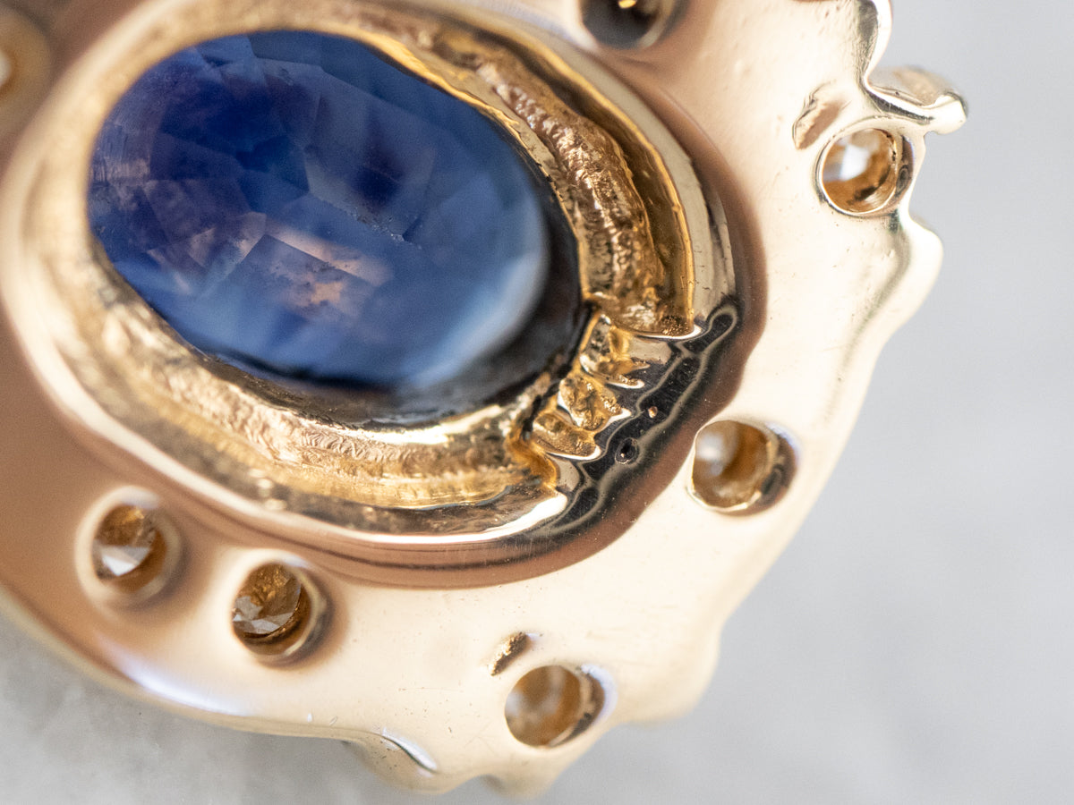 Sapphire and Diamond Halo Pendant