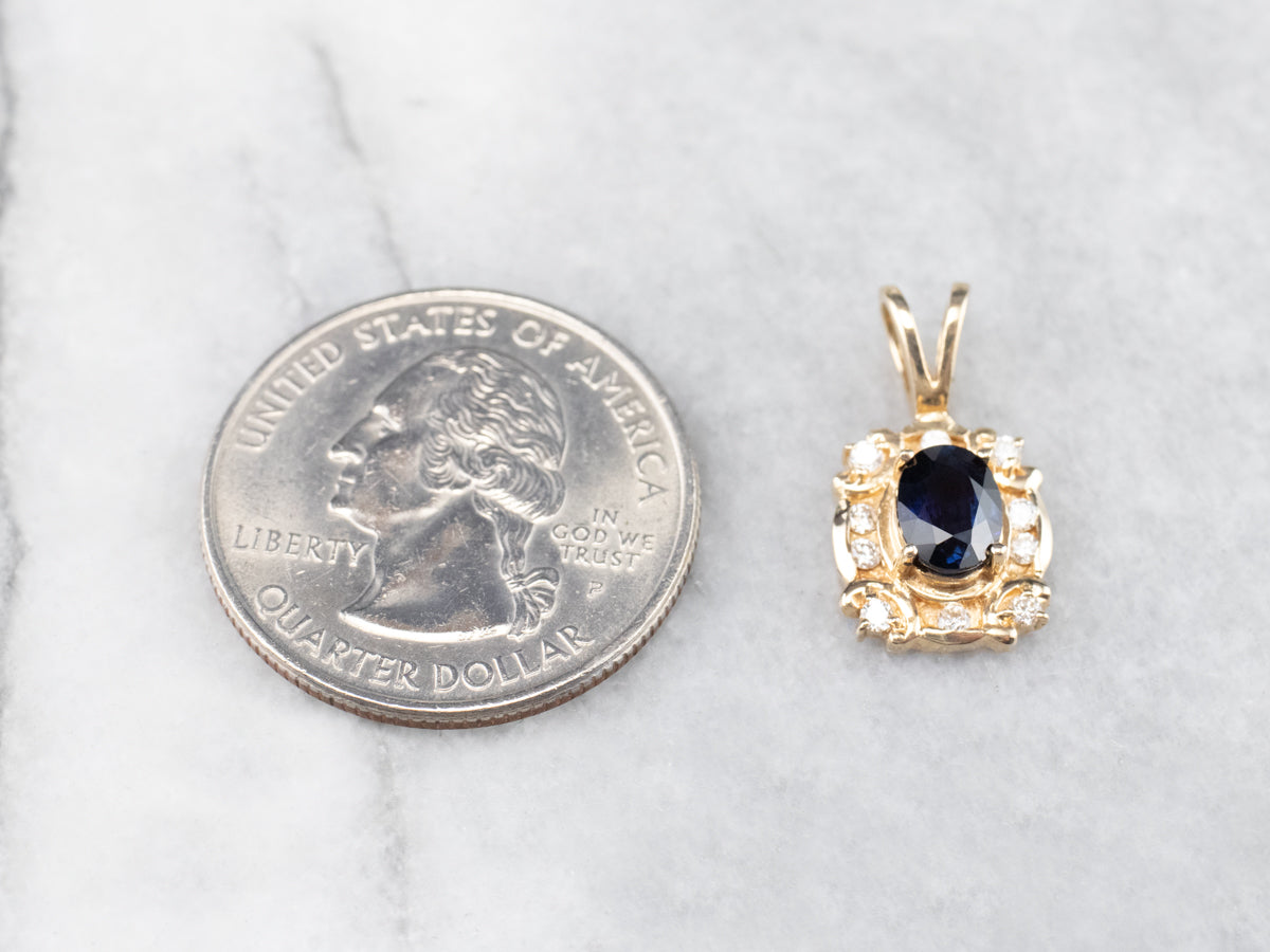 Sapphire and Diamond Halo Pendant