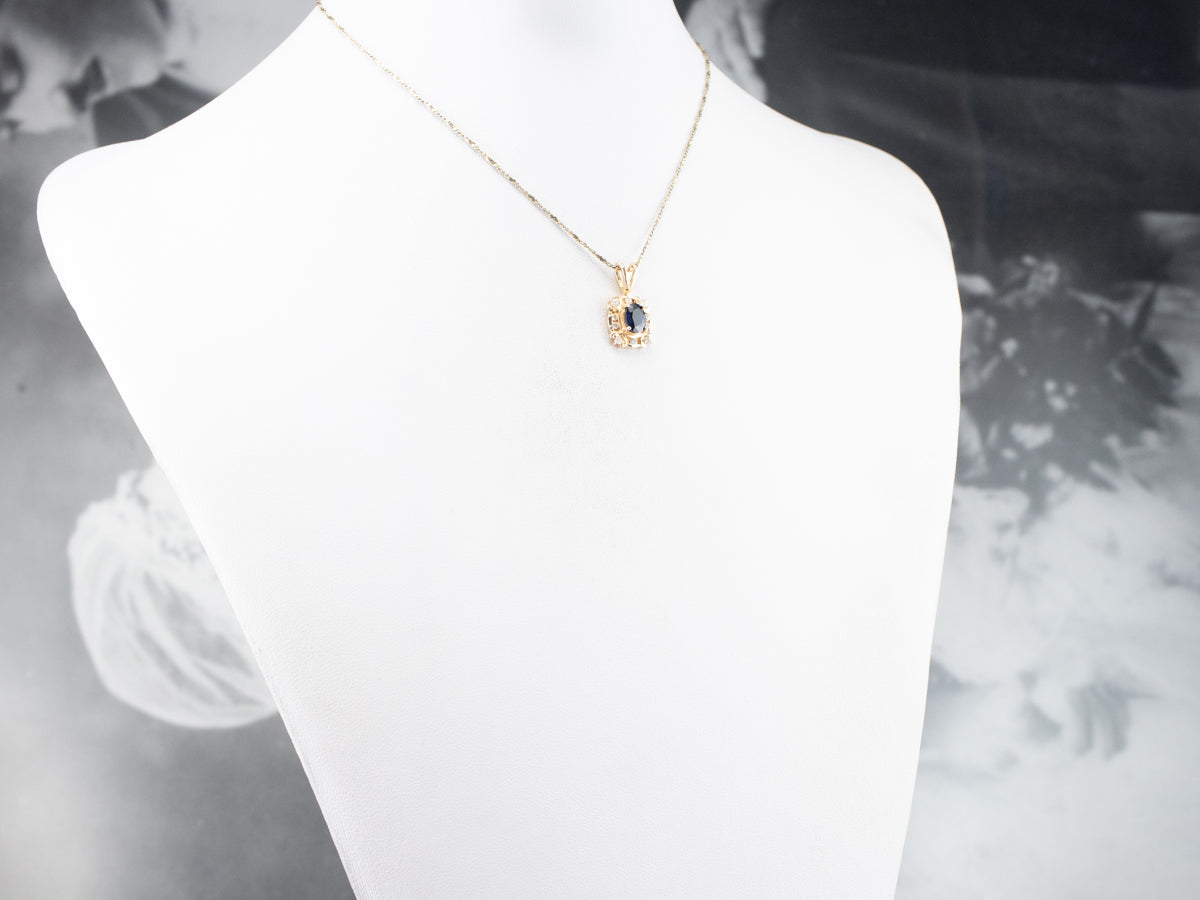 Sapphire and Diamond Halo Pendant