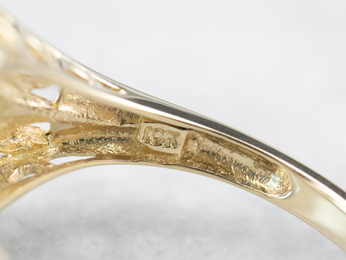 Three Stone Blue Topaz Gold Cocktail Ring