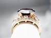 Garnet and Diamond Two Tone Gold Ring