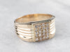 Diamond Cluster Gold Statement Band Ring