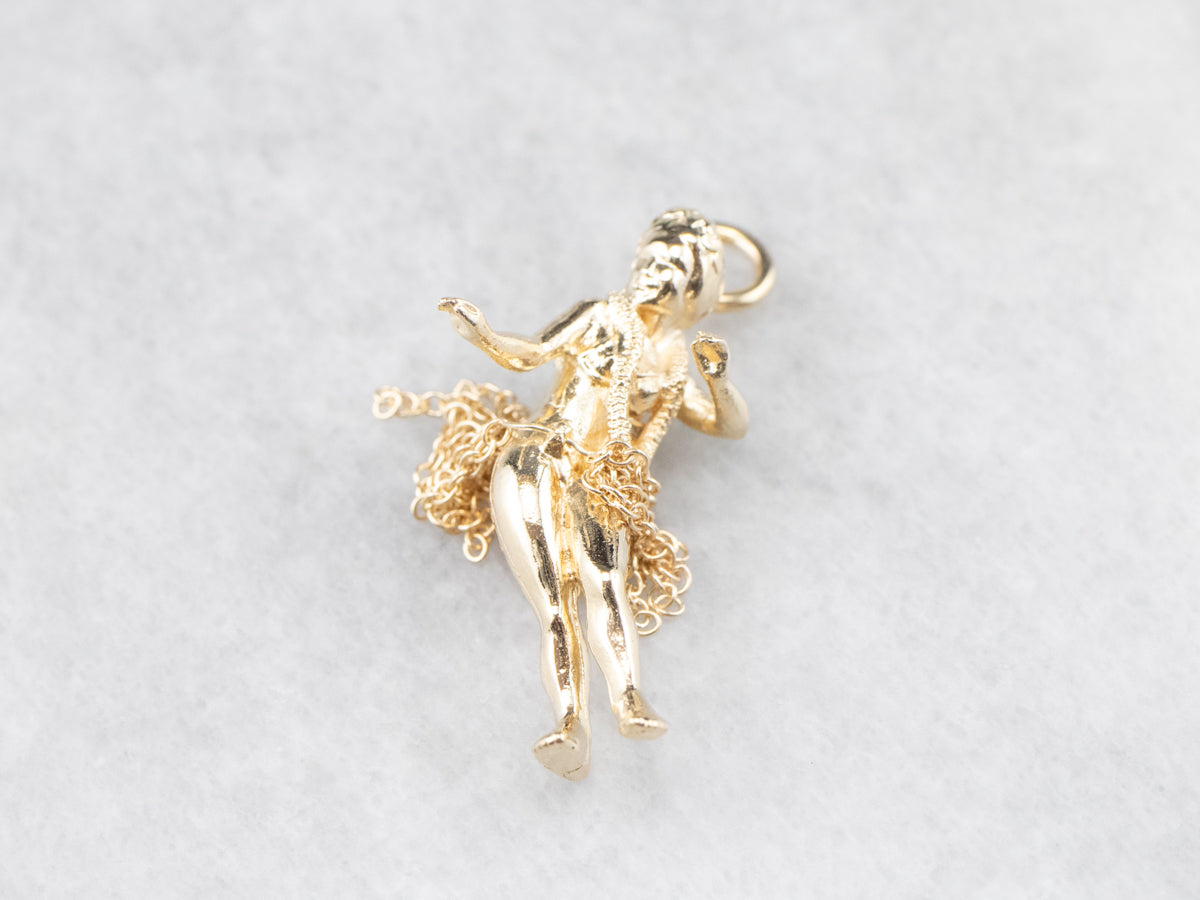 14K Gold Hula Girl Hawaiian Charm