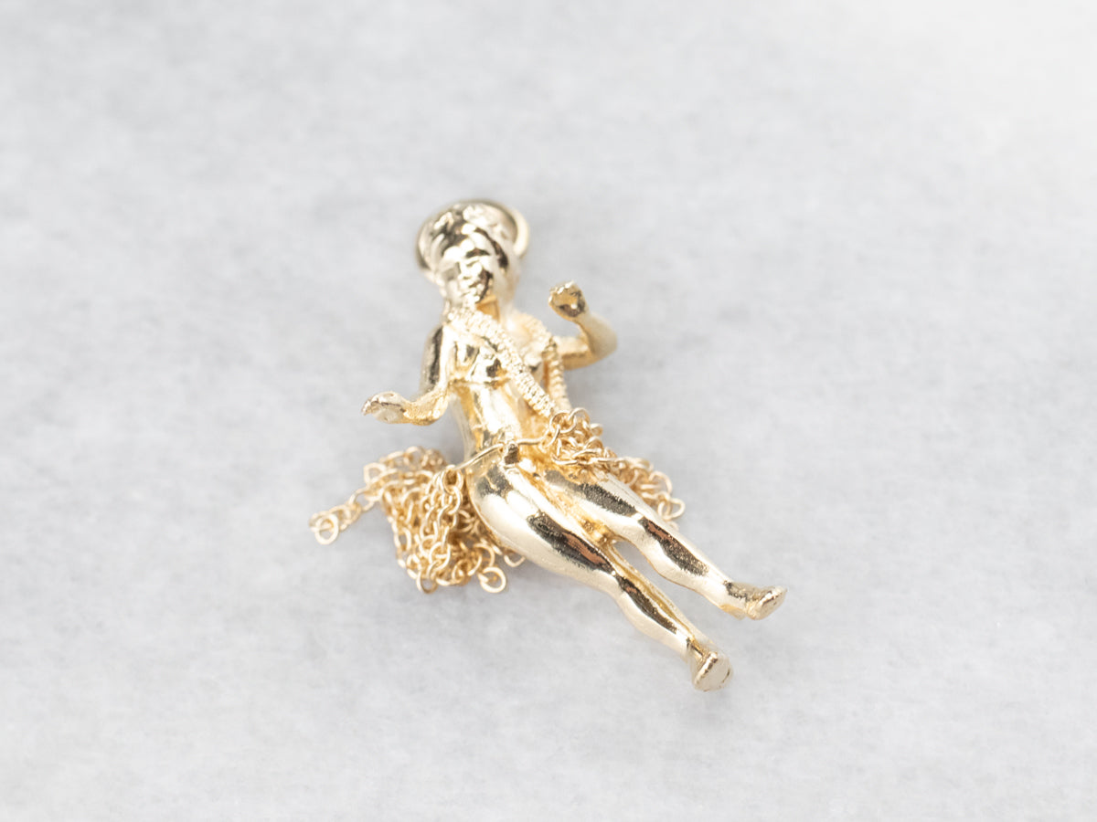 14K Gold Hula Girl Hawaiian Charm
